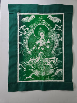 Green Tara Single Flag with Border