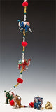 Lacquered Elephants, Set of 3  Strings of 5 with bells and beads