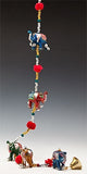 Lacquered Elephants, String of 5 with bells and beads