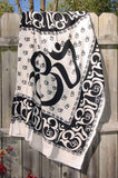 Om Table Cloth/Bedspread - Black on White - Neko-Chan Incense