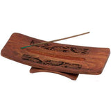 Hand Carved, Curved Wood Incense Burner