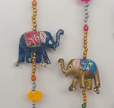 Lacquered Elephants, String of 5 with bells and beads - Neko-Chan Incense