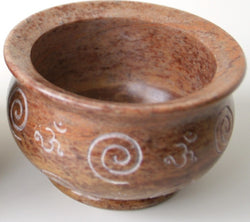 Carved Stone Bowl, Spiral with Om Symbol